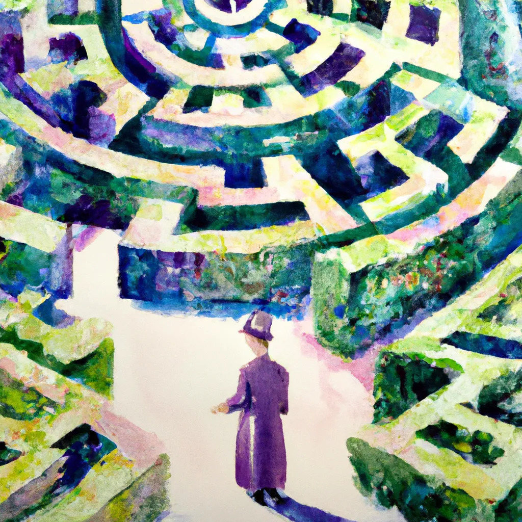 A person is seen navigating their way through a whimsical maze filled with puzzles and surprises at every turn.