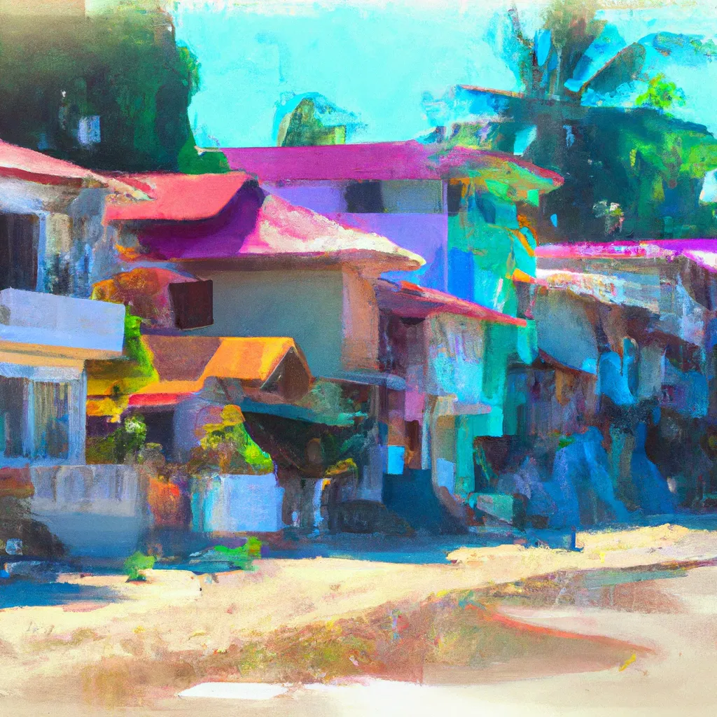 Colorful houses lining quaint streets in San Juan, Philippines, with warm smiles from locals and beautiful sandy beaches stretching as far as the eye can see.