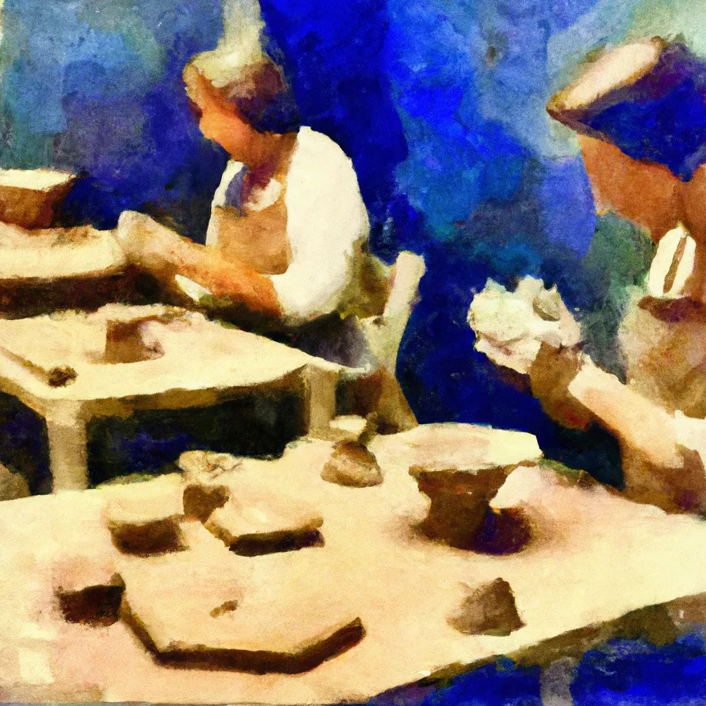 A person participating in a pottery workshop, molding clay in their hands to create ceramic pieces.