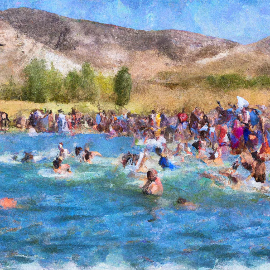 A person conquering their fear of swimming by participating in a swimming race at North Valleys Regional Park in Lemmon Valley, Nevada, while being supported and encouraged by locals.