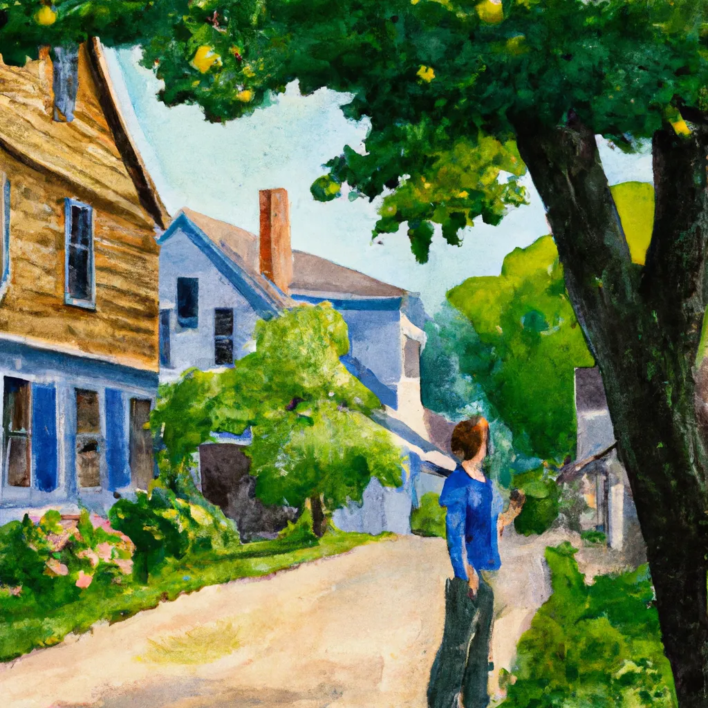 A solo traveler stands on a quaint street in Timberlane, surrounded by rustic buildings and charming locales, looking slightly disoriented but with an adventurous spirit.